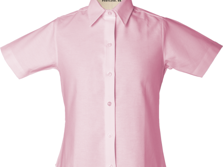 Short Sleeve Fitted Oxford Blouse Cheap