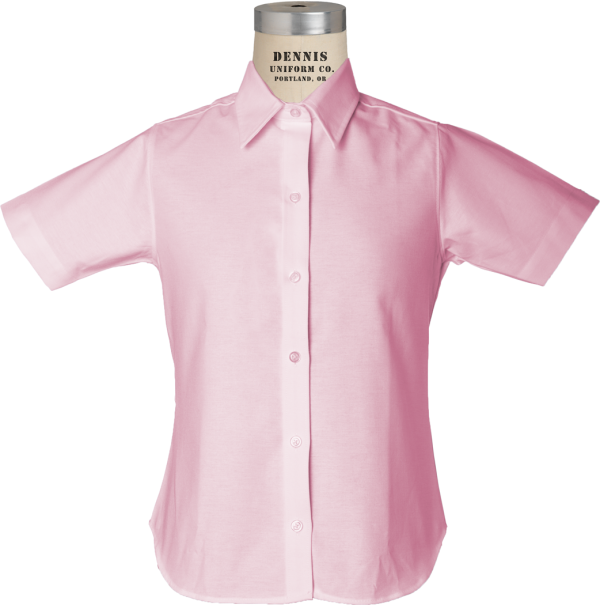 Short Sleeve Fitted Oxford Blouse Cheap