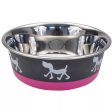 Coastal Pet Maslow Design Series Non-Skid Pup Design Dog Bowls Pink and Grey 1.75 cups Online