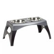 Bergan Stormcloud Elevated Feeder 2 Dog Bowl Black Grey 1ea XL Hot on Sale