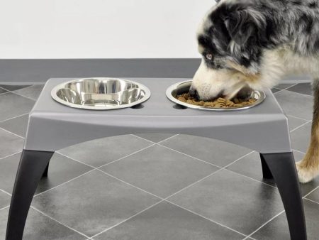 Bergan Stormcloud Elevated Feeder 2 Dog Bowl Black Grey 1ea XL Hot on Sale