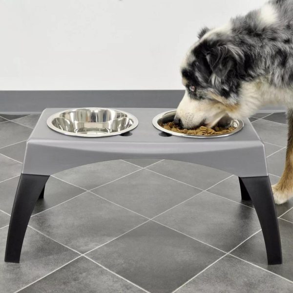 Bergan Stormcloud Elevated Feeder 2 Dog Bowl Black Grey 1ea XL Hot on Sale