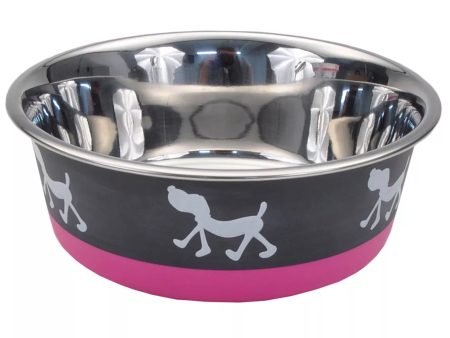 Coastal Pet Maslow Design Series Non-Skid Pup Design Dog Bowls Pink and Grey 3.5 cups Fashion