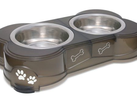 Loving Pets Double Diner Dog Bowl Espresso 1ea MD Online Hot Sale