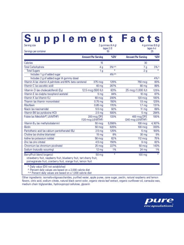 Pure Encapsulations, PureNutrients Gummy, 100 gummies Supply