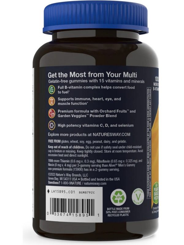 Nature s Way, Alive! Men s Premium Gummy Multivitamin, Orange, Grape and Cherry, 75 Gummies Discount