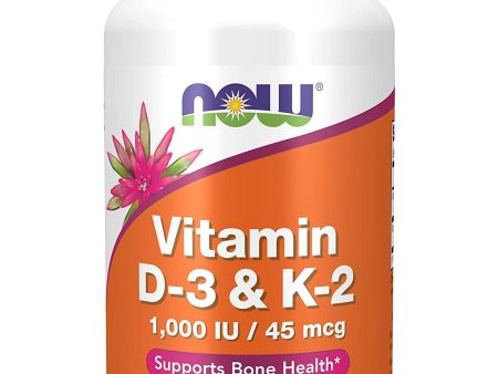 NOW Foods, Vitamin D-3 & K-2 1000 IU 45 Mcg, 120 veg capsules For Cheap