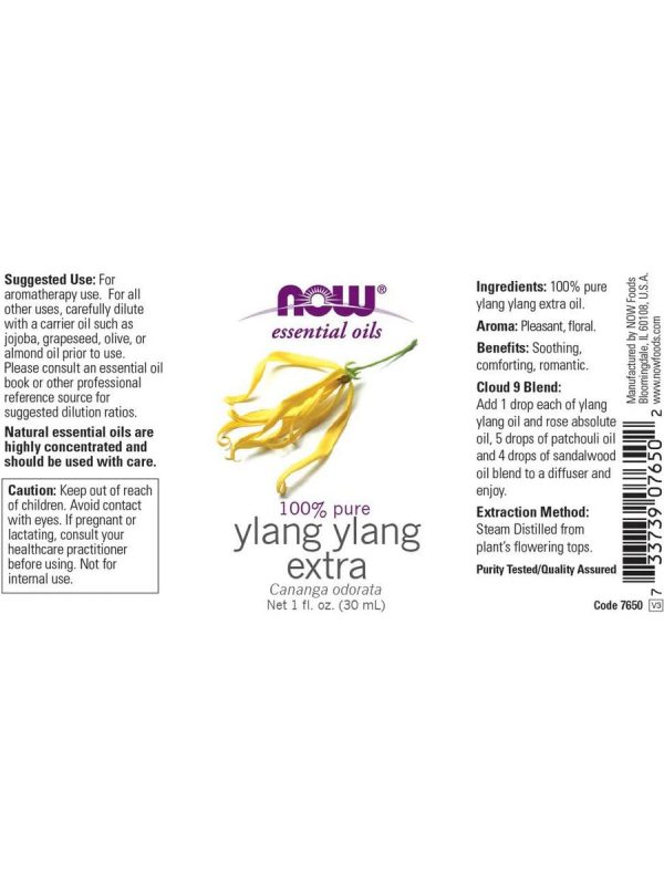 NOW Foods, Ylang Ylang Extra Oil, 100% Pure, 1 fl oz Fashion