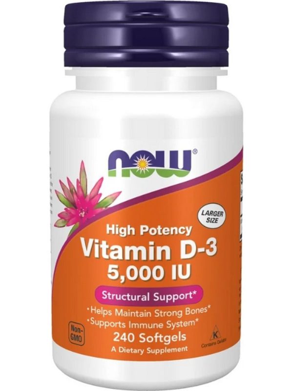 NOW Foods, Vitamin D-3 5000 IU, 240 softgels Supply