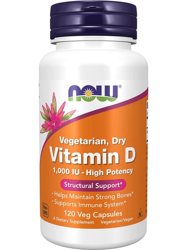 NOW Foods, Vitamin D 1000 IU Vegetarian, Dry, 120 veg capsules Discount