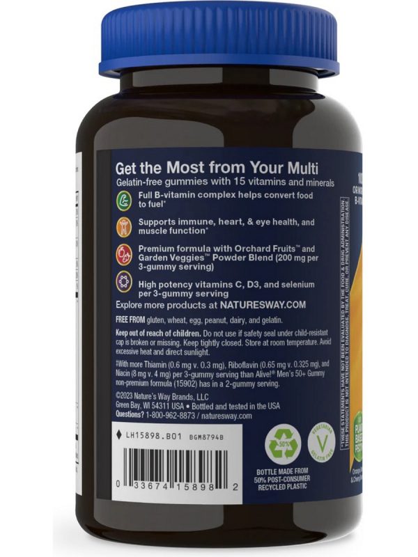 Nature s Way, Alive! Men s 50+ Premium Gummy Multivitamin, Orange, Grape, and Cherry, 75 Gummies For Sale