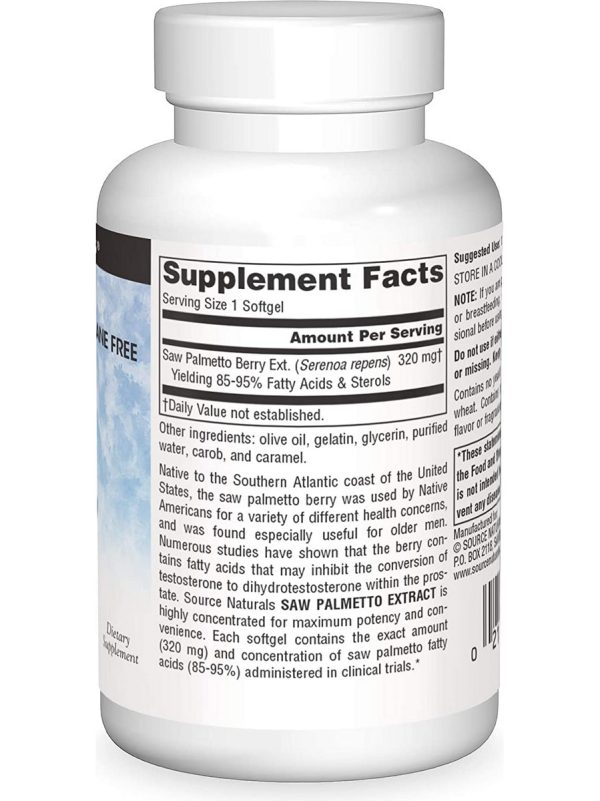 Source Naturals, Saw Palmetto Extract 320 mg, 30 softgels Supply