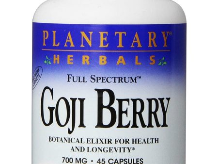 Planetary Herbals, Goji Berry, Full Spectrum™ 700 mg, 45 Vegetarian Capsules For Cheap