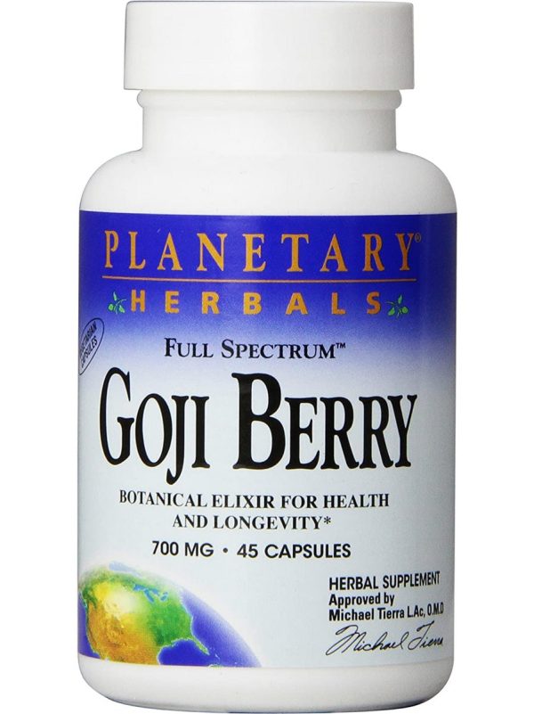 Planetary Herbals, Goji Berry, Full Spectrum™ 700 mg, 45 Vegetarian Capsules For Cheap