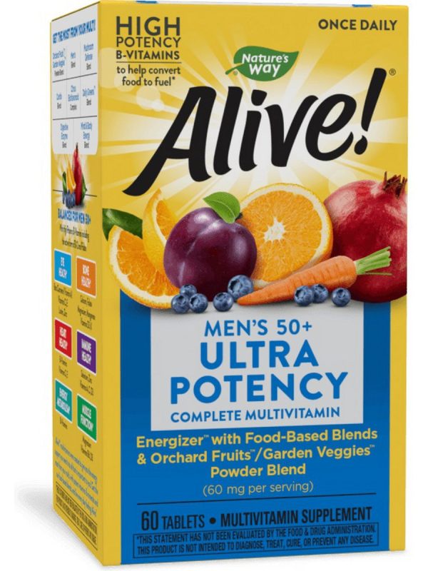 Natures Way, Alive!® Once Daily Mens 50+ Ultra Multivitamin, 60 tablets Supply