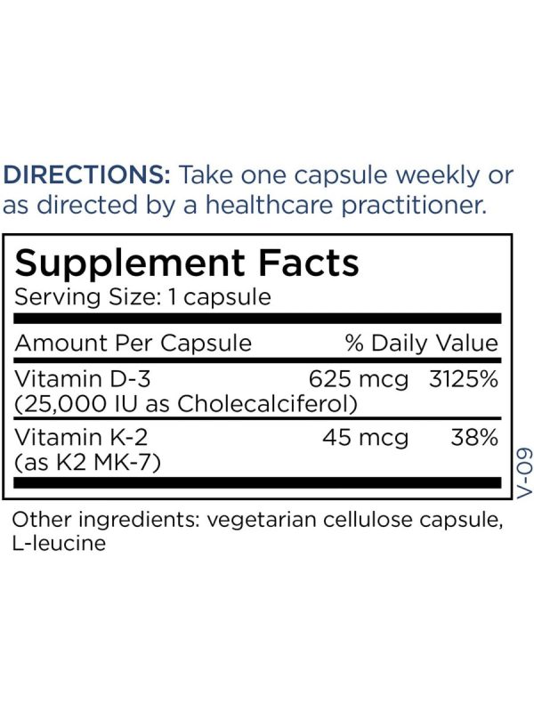 Metabolic Maintenance, Vitamin D-3 25,000 IU with K2 MK-7, 60 capsules Online now