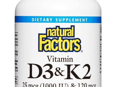 Natural Factors, Vitamin D3 & K2 25 mcg (1,000 IU) & 120 mcg, 60 Softgels Discount